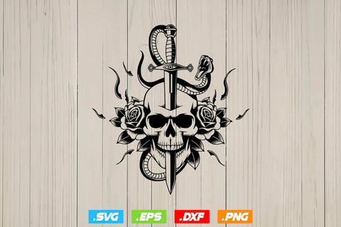 Floral Snake Skull Svg Bundle, Skull Clipart Silhouette SVG Creativeart88 