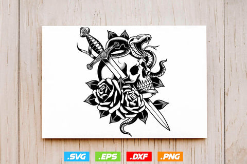 Floral Snake Skull Svg Bundle, Skull Clipart Silhouette SVG Creativeart88 