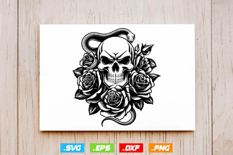 Floral Snake Skull Svg Bundle, Skull Clipart Silhouette SVG Creativeart88 