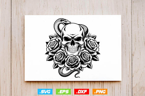 Floral Snake Skull Svg Bundle, Skull Clipart Silhouette SVG Creativeart88 