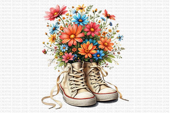 Floral Sneaker PNG Floral Sublimation Design Digital Download SVG BillahCrafts 