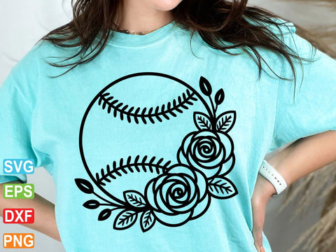 Floral Softball SVG: Sports Cut File for Cricut, Silhouette (Digital Download) SVG artprintfile 