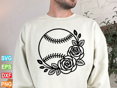 Floral Softball SVG: Sports Cut File for Cricut, Silhouette (Digital Download) SVG artprintfile 