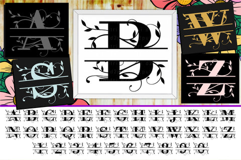 Floral Split Monogram Alphabet SVG Cut Files, Split Letter SVG Designs, Split Font PNG, Family Name Sign, SVG D2PUTRI Designs 