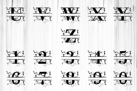Floral Split Monogram Alphabet SVG Cut Files, Split Letter SVG Designs, Split Font PNG, Family Name Sign, SVG D2PUTRI Designs 