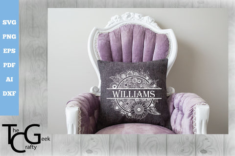 Floral Split Monogram SVG SVG The Crafty Geek 