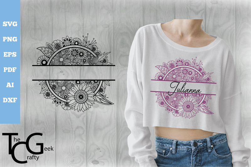 Floral Split Monogram SVG SVG The Crafty Geek 