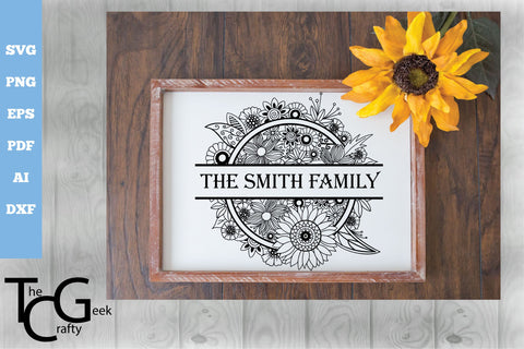 Floral Split Monogram SVG SVG The Crafty Geek 