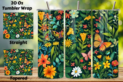 Floral Spring 3D Seamless Design Tumbler Wrap, 3D Spring PNG Sublimation FloridPrintables 