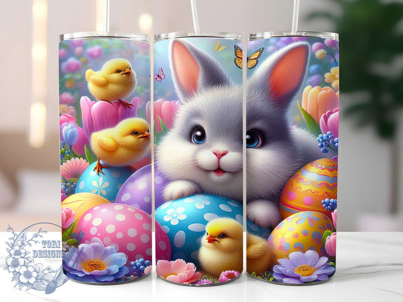 Floral Spring Bunny Tumbler, Easter Flower Tumbler, Stylish 20oz Wrap, Sublimation Design, Trendy Gift Idea, Floral Bunny Wrap, Whimsical Easter Tumbler Sublimation ToriDesigns 