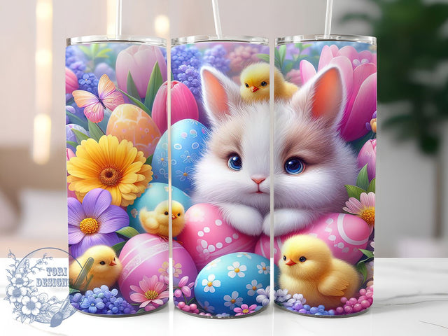 Floral Spring Bunny Tumbler, Easter Flower Tumbler, Stylish 20oz Wrap, Sublimation Design, Trendy Gift Idea, Floral Bunny Wrap, Whimsical Easter Tumbler Sublimation ToriDesigns 