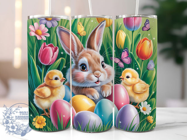 Floral Spring Bunny Tumbler, Easter Flower Tumbler, Stylish 20oz Wrap, Sublimation Design, Trendy Gift Idea, Floral Bunny Wrap, Whimsical Easter Tumbler Sublimation ToriDesigns 