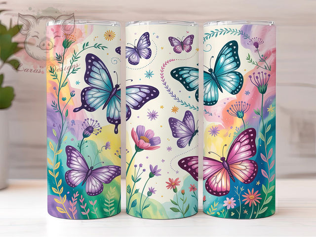 Floral Spring Butterfly Tumbler, Floral Butterfly Wrap, Cute Spring Cup, Nature Sublimation Design, Valentine Gift Tumbler, Sweet Butterfly Wrap, Adorable Spring Cup Sublimation Lara' s Designs 