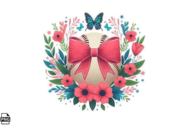 Floral Spring Coquette Baseball PNG Printable File Sublimation Creativedesigntee 