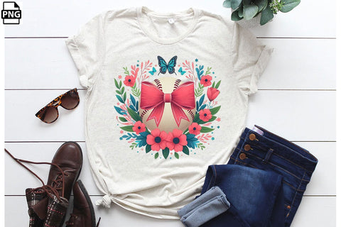 Floral Spring Coquette Baseball PNG Printable File Sublimation Creativedesigntee 