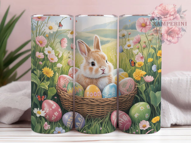 Floral Spring Easter Bunny Tumbler, Spring Bunny Tumbler, Floral Easter Wrap, Cute Bunny Wrap, Stylish 20oz Wrap, Sublimation Design, Trendy Gift Idea Sublimation Li Zamperini 