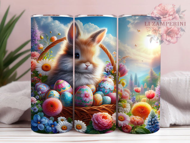 Floral Spring Easter Bunny Tumbler, Spring Bunny Tumbler, Floral Easter Wrap, Cute Bunny Wrap, Stylish 20oz Wrap, Sublimation Design, Trendy Gift Idea Sublimation Li Zamperini 
