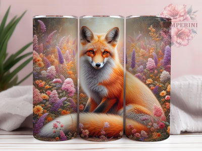 Floral Spring Fox Tumbler, Spring Flowers Tumbler, Cute 20oz Wrap, Sublimation Design, Stylish Gift Idea, Fun Fox Wrap, Nature Inspired Tumbler Sublimation Li Zamperini 