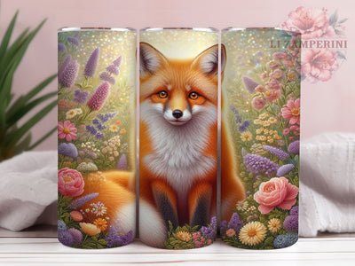 Floral Spring Fox Tumbler, Spring Flowers Tumbler, Cute 20oz Wrap, Sublimation Design, Stylish Gift Idea, Fun Fox Wrap, Nature Inspired Tumbler Sublimation Li Zamperini 