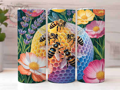 Floral Spring Honeycomb Bee Tumbler, Floral Bee Tumbler, Honeycomb Pattern Wrap, Cute Bee Wrap, Spring Floral Wrap, Sublimation Design, Trendy Gift Idea Sublimation Lara' s Designs 