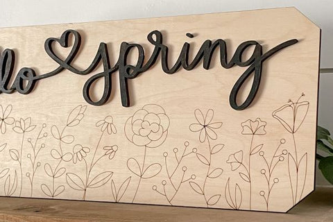 Floral Spring Wood Sign Laser SVG File SVG Crafting With Brenna 