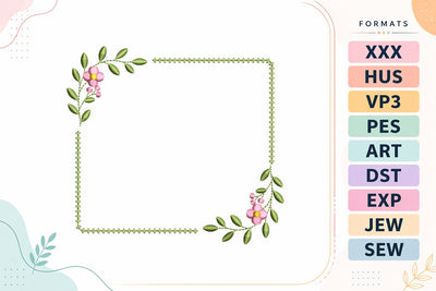 Floral Square Frame Embroidery Design Embroidery/Applique DESIGNS sg embroidery 