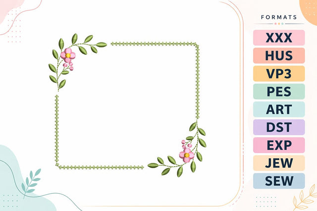 Floral Square Frame Embroidery Design Embroidery/Applique DESIGNS sg embroidery 