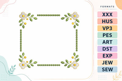 Floral Square Frame Flowers Embroidery Design Embroidery/Applique DESIGNS sg embroidery 