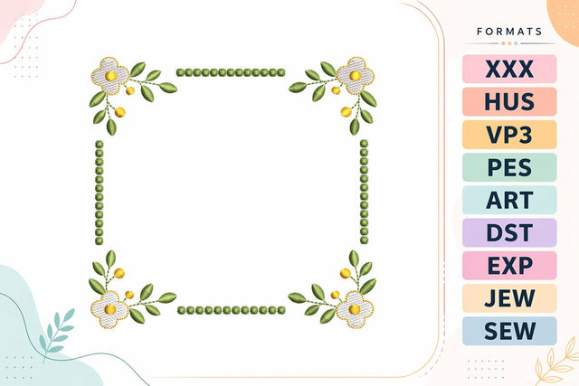 Floral Square Frame Flowers Embroidery Design Embroidery/Applique DESIGNS sg embroidery 