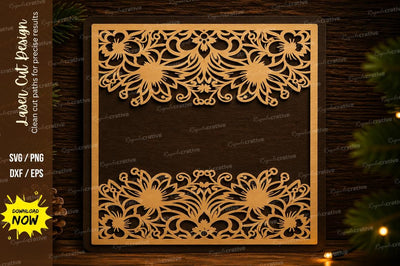 Floral Square Frame Laser Cut Svg Design SVG Regulrcrative 