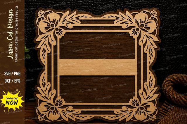 Floral Square Frame Laser Cut SVG Design SVG Regulrcrative 
