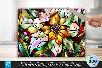 Floral Stained Glass Background Cutting Board Sublimation Regulrcrative 