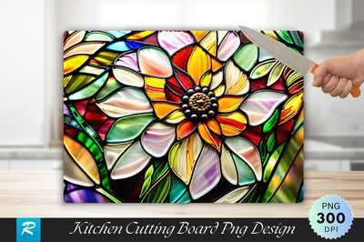 Floral Stained Glass Background Cutting Board Sublimation Regulrcrative 