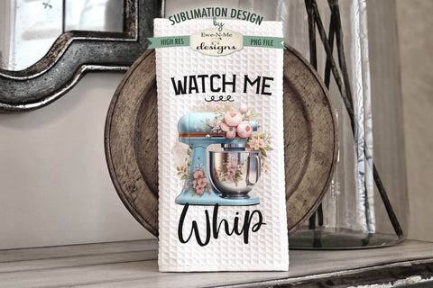 Floral Stand Mixer Kitchen Towel Sublimation Designs - Printable PNG Files Sublimation Ewe-N-Me Designs 
