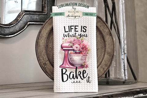 Floral Stand Mixer Kitchen Towel Sublimation Designs - Printable PNG Files Sublimation Ewe-N-Me Designs 