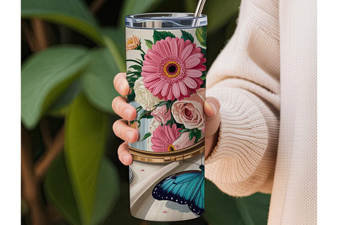 Floral Stethoscope 20oz Tumbler Wrap Sublimation DesignSVG 