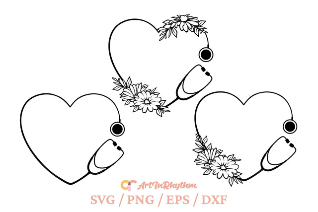 Floral Stethoscope Monogram Svg, Nurse Monogram Svg, Nurse Stethoscope Svg SVG Artinrhythm shop 