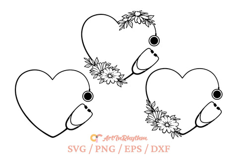 Floral Stethoscope Monogram Svg, Nurse Monogram Svg, Nurse Stethoscope Svg SVG Artinrhythm shop 