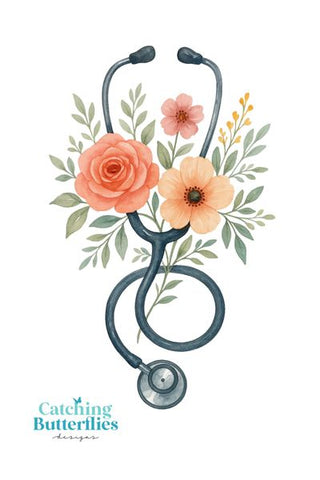 Floral Stethoscope – Watercolour Medical Print for Nurses & Doctors – Feminine Healthcare Decor, Nurse Graduation Gift Sublimation The STEM Teacher 