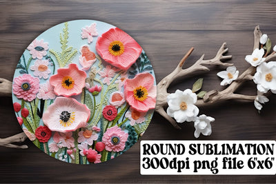 Floral Sublimation Extravaganza - Embroidered Flowers, Circle, Keychain, Car Coaster Sublimation afrosvg 