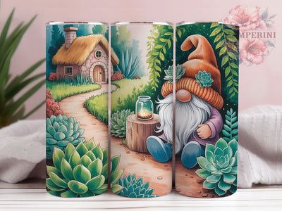 Floral Succulent Gnome Tumbler, Cute Gnome Tumbler, Succulent Plant Wrap, Garden Gnome Wrap, Floral Succulent Wrap, Sublimation Design, Trendy Gift Idea Sublimation Li Zamperini 