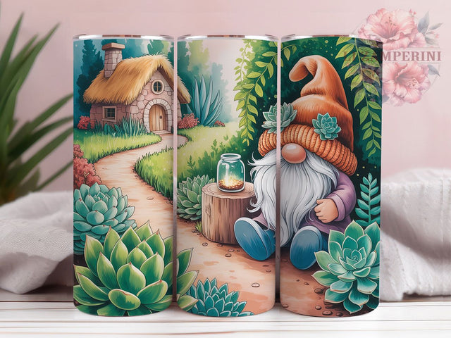 Floral Succulent Gnome Tumbler, Cute Gnome Tumbler, Succulent Plant Wrap, Garden Gnome Wrap, Floral Succulent Wrap, Sublimation Design, Trendy Gift Idea Sublimation Li Zamperini 