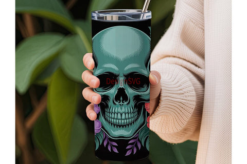Floral Sugar Skull 20oz Tumbler Wrap Sublimation DesignSVG 