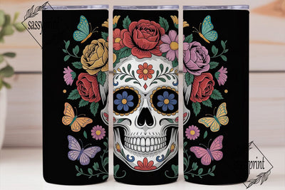 Floral Sugar Skull 20oz Tumbler Wrap Sublimation sassyprint 