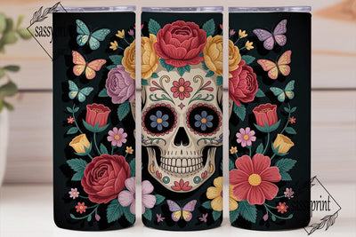 Floral Sugar Skull 20oz Tumbler Wrap Sublimation sassyprint 
