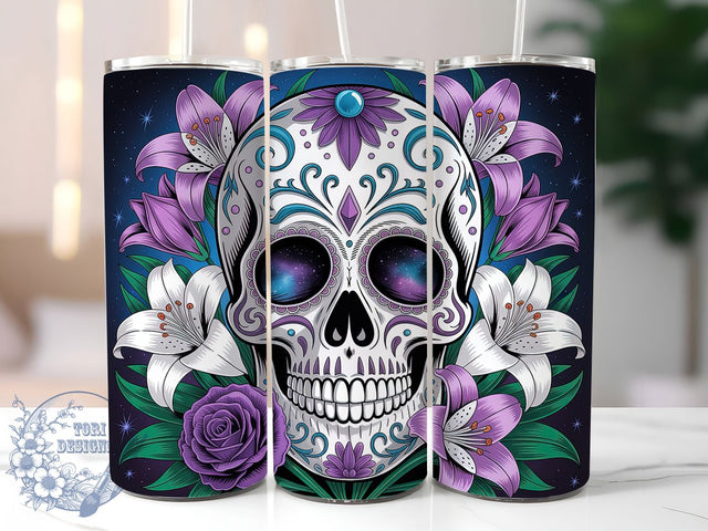 Floral Sugar Skull Halloween Tumbler Wrap, Day Of The Dead Wrap, Halloween 20Oz Design, Colorful Skull Cup Wrap, Floral Halloween Drinkware, Sugar Skull Tumbler, Dia De Los Muertos Mug Design Sublimation ToriDesigns 