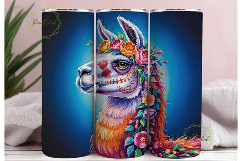 Floral Sugar Skull Llama 20oz Tumbler Sublimation PixelChick 