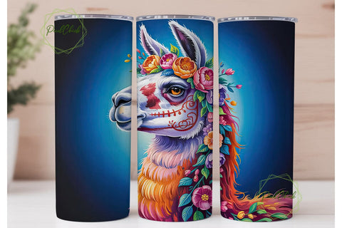 Floral Sugar Skull Llama 20oz Tumbler Sublimation PixelChick 