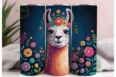 Floral Sugar Skull Llama 20oz Tumbler Sublimation PixelChick 