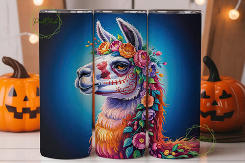 Floral Sugar Skull Llama 20oz Tumbler Sublimation PixelChick 